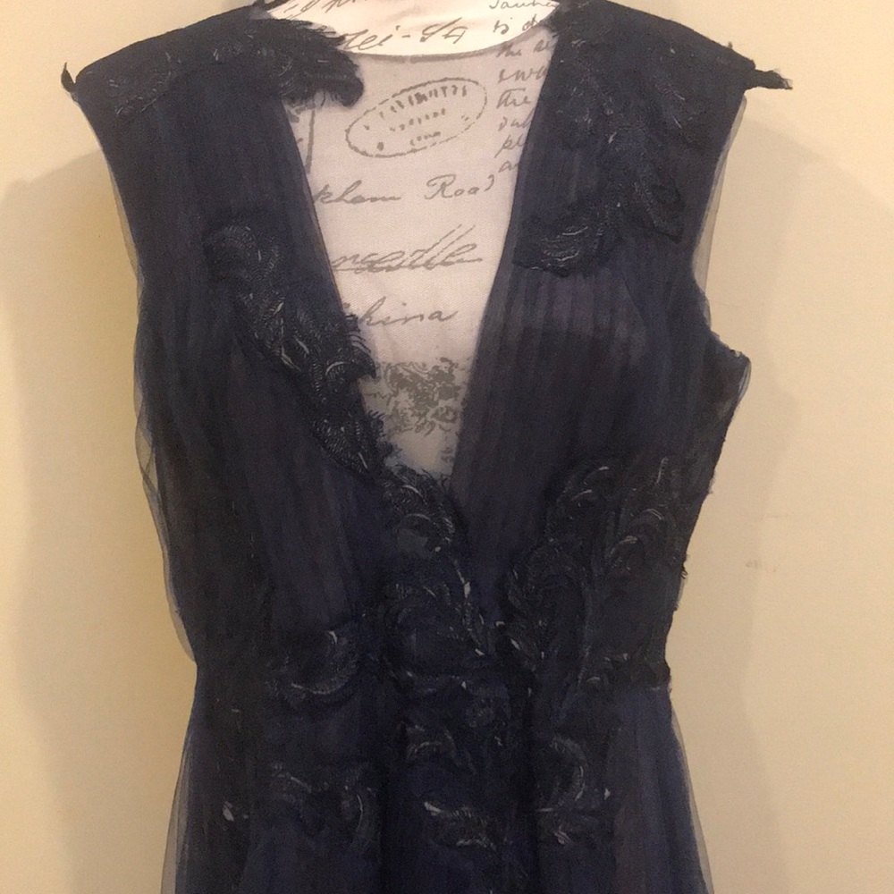 Tadashi Shoji Navy Blue Lace Maxi Dress - Picture 5 of 6